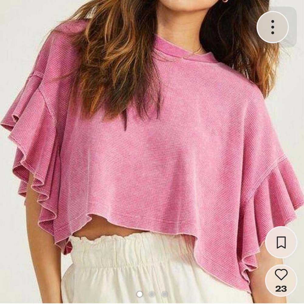 Altar'd State Pink Ruffle Sleeve Top